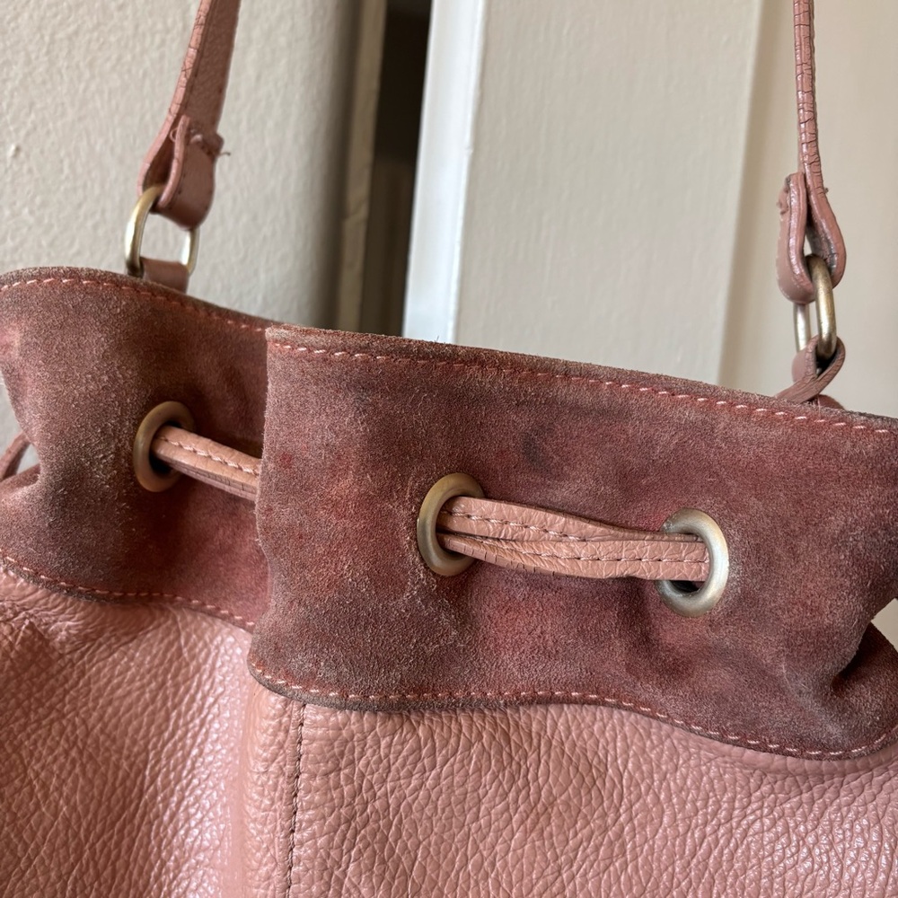 Coach and Four Pink Leather Crossbody Bucket Bag Tassels - Picture 5 of 12